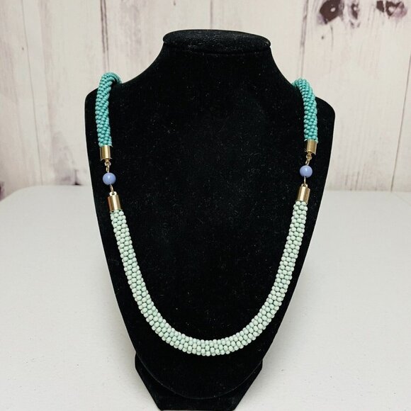 Talbots Jewelry - Talbots Ladies Woven Green Blue Purple Beaded Necklace